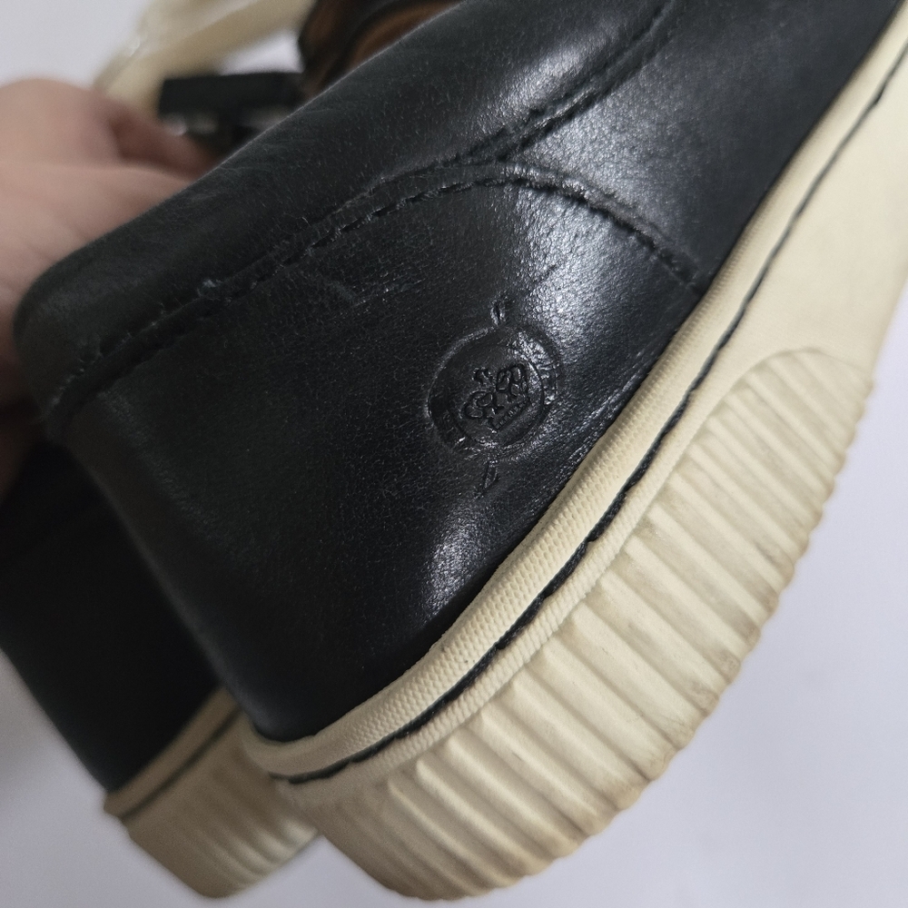 Born Black Leather Low-Top Sneakers with Cream Laces - Picture 8 of 9